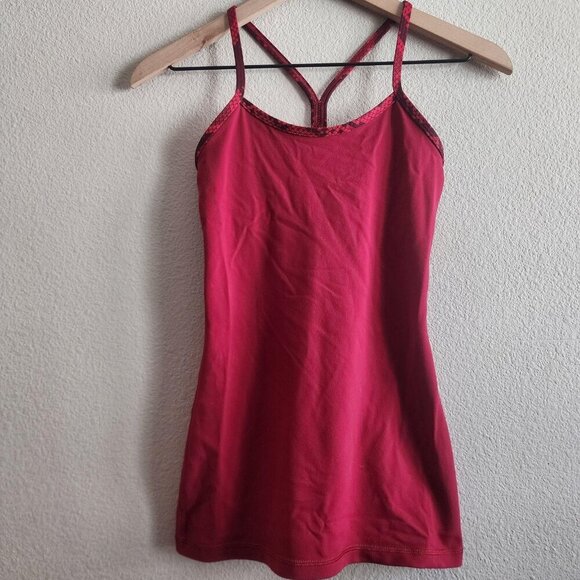lululemon athletica Tops - Lululemon Athletica Tank Top Womens Size 2 Red Power Y Shelf Bra Racerback Yoga